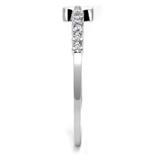 Alamode Rings 3W1227 Rhodium Brass Ring with AAA Grade CZ in Clear