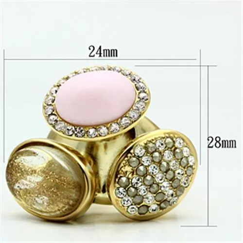 Alamode Rings GL301 IP GoldIon Plating Brass Ring with Top Grade Crystal in Multi Color