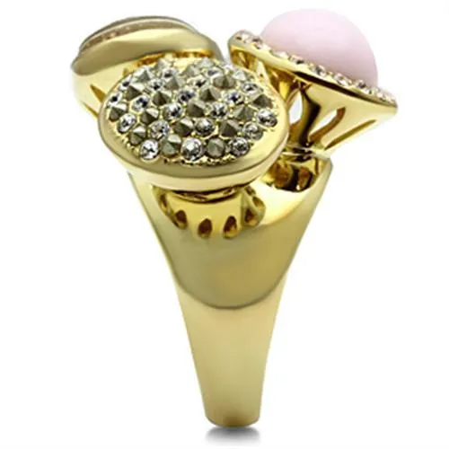 Alamode Rings GL301 IP GoldIon Plating Brass Ring with Top Grade Crystal in Multi Color