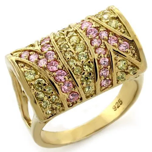 Alamode Rings LOAS1139 Gold 925 Sterling Silver Ring with AAA Grade CZ in Multi Color Alamode Rings LOAS1139 Gold 925 Sterling Silver Ring with AAA Grade CZ in Multi Color