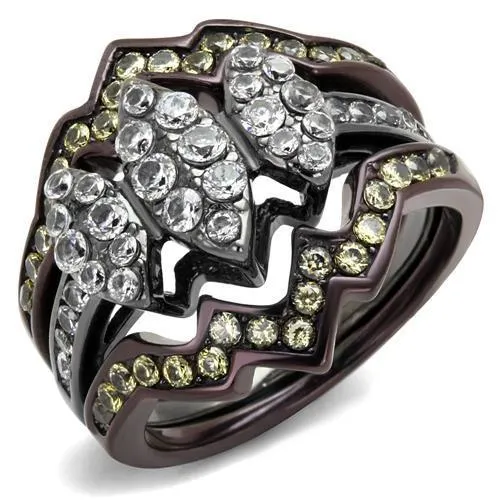 Alamode Rings TK1869LJ IP Light Black IP Gun IP Dark Brown IP coffee Stainless Steel Ring with AAA Grade CZ in Clear Alamode Rings TK1869LJ IP Light Black IP Gun IP Dark Brown IP coffee Stainless Steel Ring with AAA Grade CZ in Clear