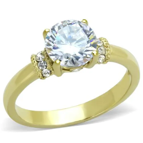Alamode Rings TK1877 IP GoldIon Plating Stainless Steel Ring with AAA Grade CZ in Clear Alamode Rings TK1877 IP GoldIon Plating Stainless Steel Ring with AAA Grade CZ in Clear