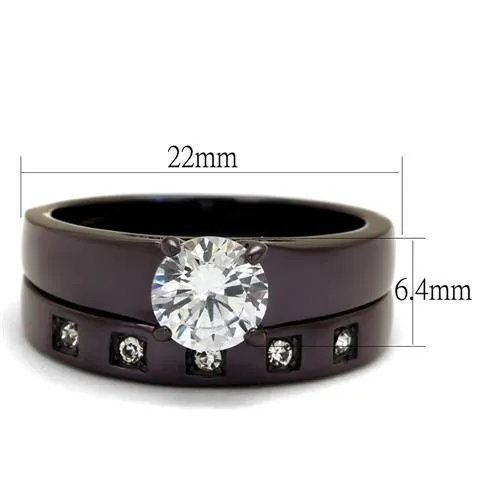 Alamode Rings TK2547 IP Dark Brown IP coffee Stainless Steel Ring with AAA Grade CZ in Clear