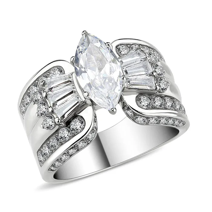 Alamode Rings TK3777 High polished no plating Stainless Steel Ring with AAA Grade CZ in Clear Alamode Rings TK3777 High polished no plating Stainless Steel Ring with AAA Grade CZ in Clear