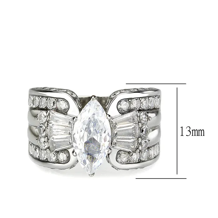 Alamode Rings TK3777 High polished no plating Stainless Steel Ring with AAA Grade CZ in Clear Alamode Rings TK3777 High polished no plating Stainless Steel Ring with AAA Grade CZ in Clear