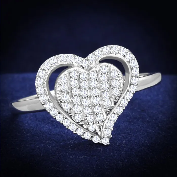 Alamode Rings TS192 Rhodium 925 Sterling Silver Ring with AAA Grade CZ in Clear Alamode Rings TS192 Rhodium 925 Sterling Silver Ring with AAA Grade CZ in Clear