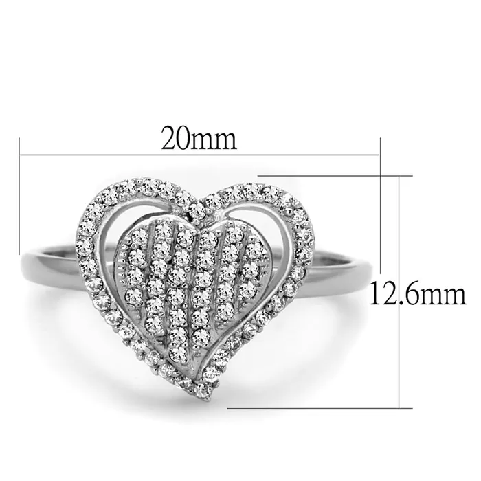 Alamode Rings TS192 Rhodium 925 Sterling Silver Ring with AAA Grade CZ in Clear