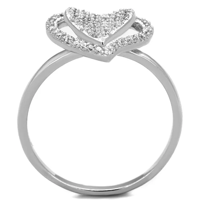 Alamode Rings TS192 Rhodium 925 Sterling Silver Ring with AAA Grade CZ in Clear