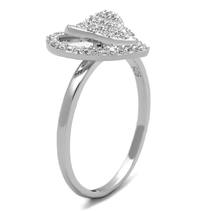 Alamode Rings TS192 Rhodium 925 Sterling Silver Ring with AAA Grade CZ in Clear