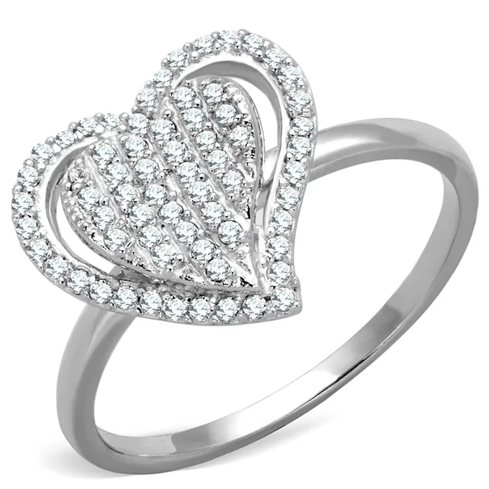 Alamode Rings TS192 Rhodium 925 Sterling Silver Ring with AAA Grade CZ in Clear
