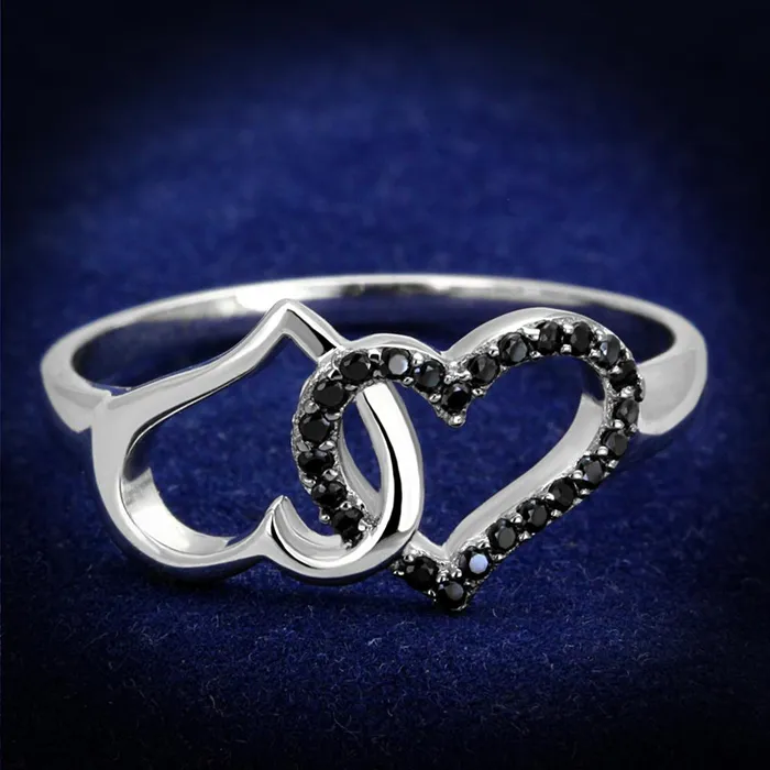 Alamode Rings TS316 Rhodium Ruthenium 925 Sterling Silver Ring with AAA Grade CZ in Black Diamond Alamode Rings TS316 Rhodium Ruthenium 925 Sterling Silver Ring with AAA Grade CZ in Black Diamond