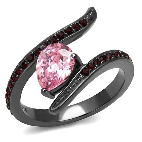 Alamode TK2972 IP Light Black IP Gun Stainless Steel Ring with AAA Grade CZ in Rose Rings Alamode TK2972 IP Light Black IP Gun Stainless Steel Ring with AAA Grade CZ in Rose Rings
