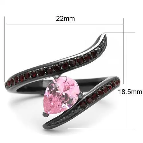 Alamode TK2972 IP Light Black IP Gun Stainless Steel Ring with AAA Grade CZ in Rose Rings