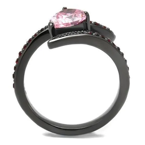 Alamode TK2972 IP Light Black IP Gun Stainless Steel Ring with AAA Grade CZ in Rose Rings