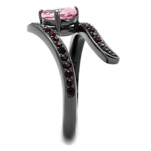 Alamode TK2972 IP Light Black IP Gun Stainless Steel Ring with AAA Grade CZ in Rose Rings