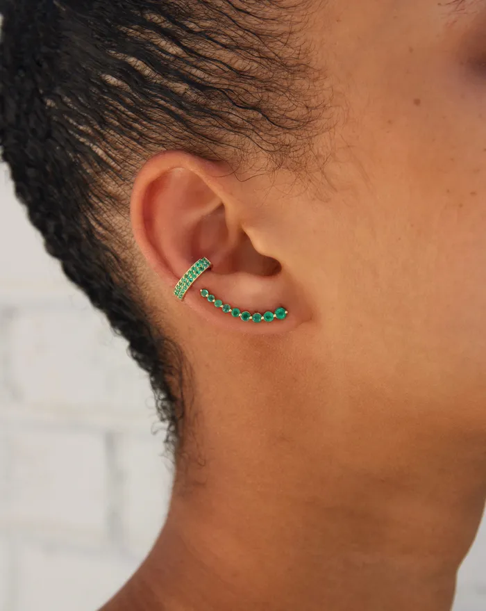 anitako Earrings TWO ROW EMERALD EAR CUFF