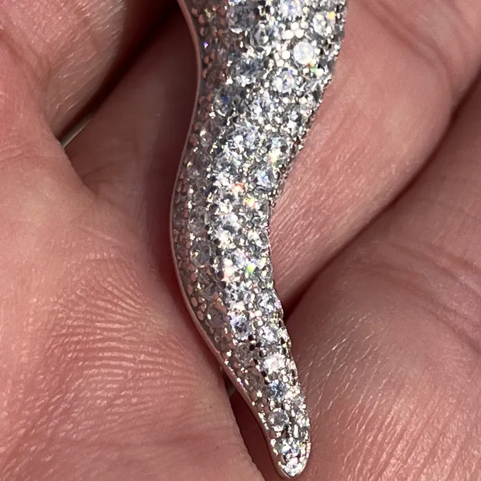 Bling Cartel 925 Sterling Silver Italian Horn Cornicello Cuerno CZ Iced Pendant Necklaces Bling Cartel 925 Sterling Silver Italian Horn Cornicello Cuerno CZ Iced Pendant Necklaces