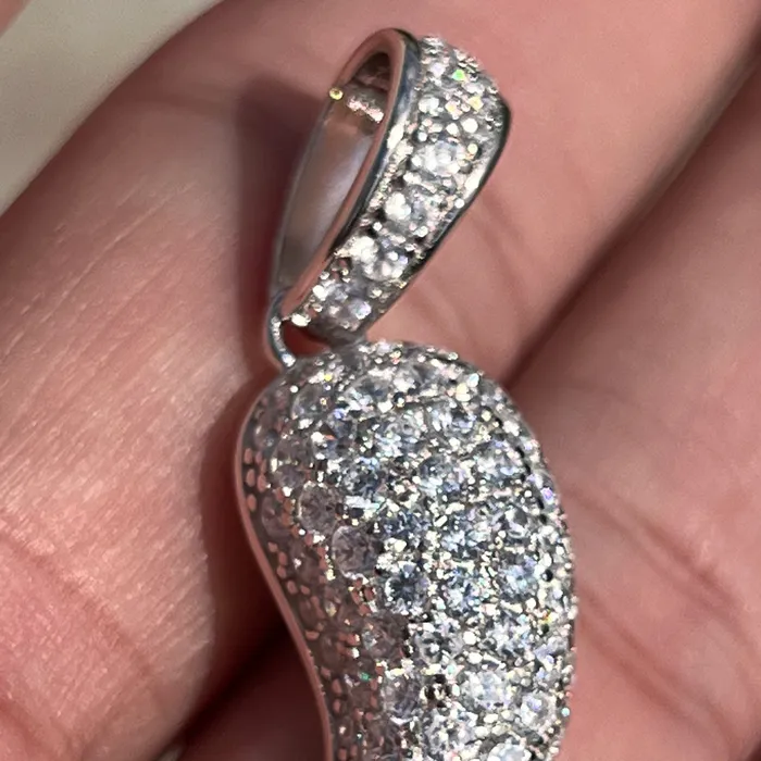 Bling Cartel 925 Sterling Silver Italian Horn Cornicello Cuerno CZ Iced Pendant Necklaces Bling Cartel 925 Sterling Silver Italian Horn Cornicello Cuerno CZ Iced Pendant Necklaces