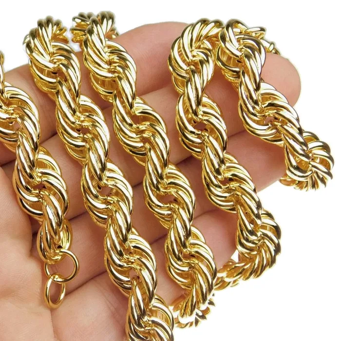 Bling Cartel Admin Necklaces 14K Gold Plated Rope Chain Necklace 12mm x 30
