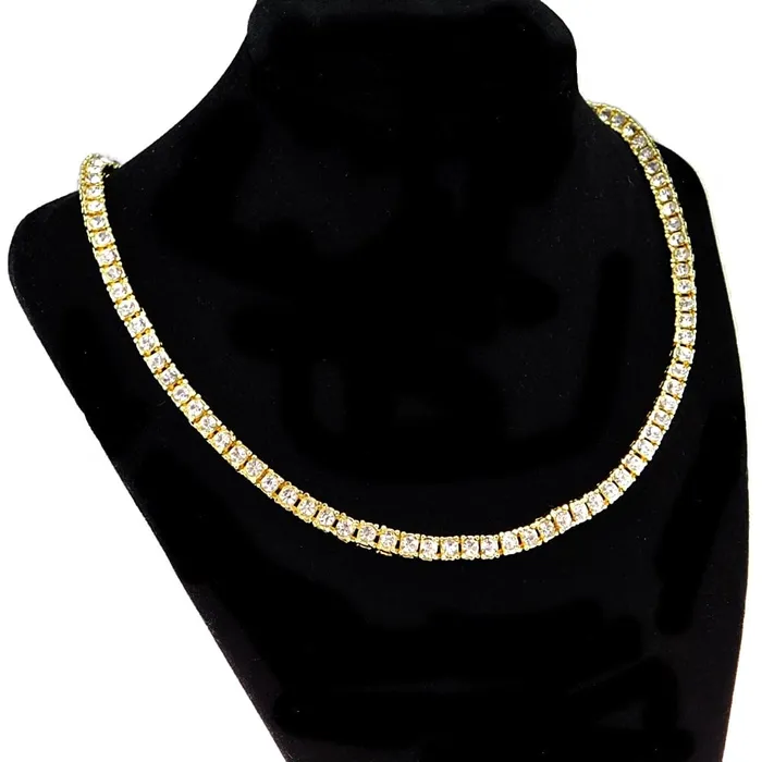 Bling Cartel Admin Necklaces Tennis Chain Gold Finish Iced One Row Choker Necklace 20 6MM Bling Cartel Admin Necklaces Tennis Chain Gold Finish Iced One Row Choker Necklace 20 6MM