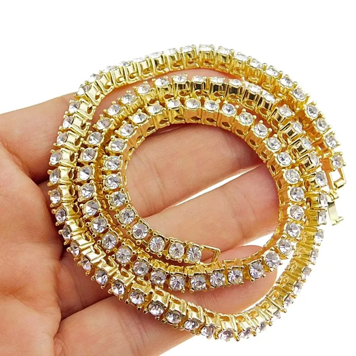 Bling Cartel Admin Necklaces Tennis Chain Gold Finish Iced One Row Choker Necklace 20 6MM