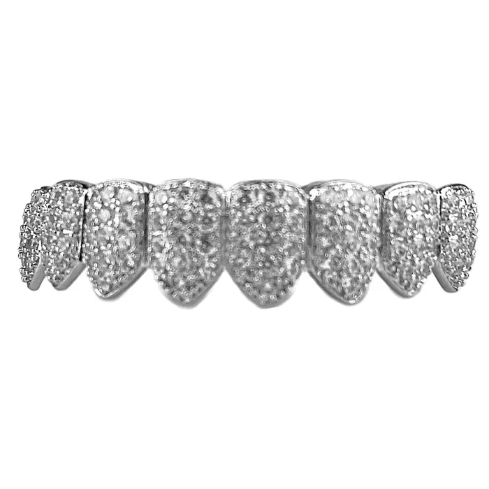 Bling Cartel Admin Rings Silver Tone Iced CZ Bottom Eight Teeth Micro Pave Grillz Bling Cartel Admin Rings Silver Tone Iced CZ Bottom Eight Teeth Micro Pave Grillz