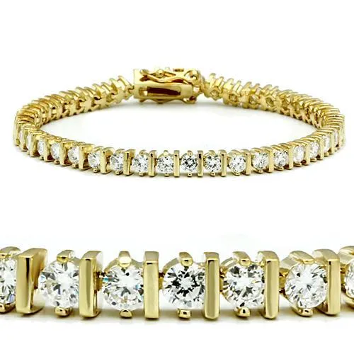 Bracelets Alamode 47205 Gold Brass Bracelet with AAA Grade CZ in Clear