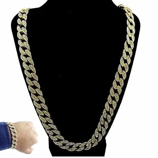 Bracelets Bling Cartel Admin Mens Gold Finish Full Stone Iced Cuban Link 30 Chain Bracelet Set Bracelets Bling Cartel Admin Mens Gold Finish Full Stone Iced Cuban Link 30 Chain Bracelet Set