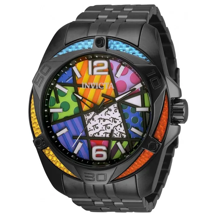 Bracelets Invicta Invicta Mens Quartz Watch Britto Black Stainless Steel Bracelet 32398