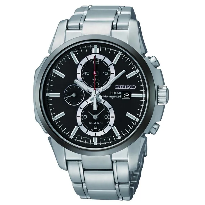 Bracelets Seiko Seiko SSC087 Mens Solar Chronograph Black Dial Stainless Steel Alarm Watch Bracelets Seiko Seiko SSC087 Mens Solar Chronograph Black Dial Stainless Steel Alarm Watch