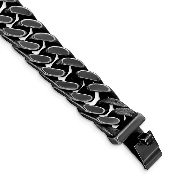 Chisel Bracelets Stainless Steel Antiqued and Brushed 15mm Curb 85in Link Bracelet