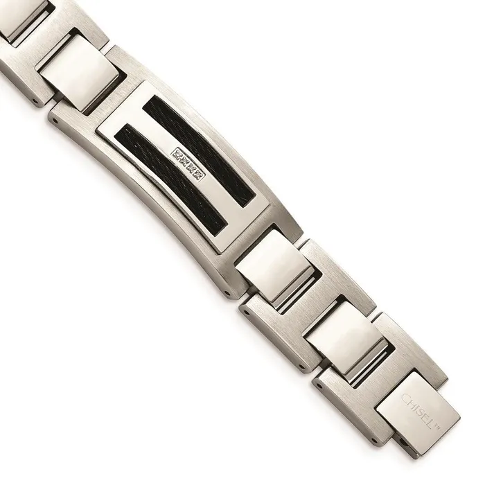 Chisel Bracelets Stainless Steel PolishedMatte Black IPplated 005ct tw Diamond Bracelet Chisel Bracelets Stainless Steel PolishedMatte Black IPplated 005ct tw Diamond Bracelet