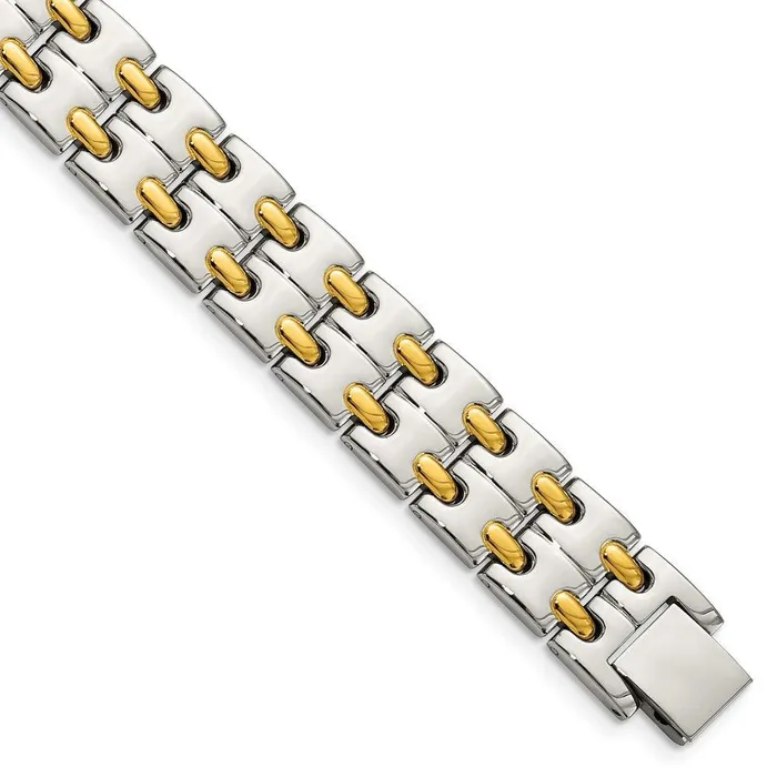 Chisel Bracelets Stainless Steel Polished Yellow IPplated 85in Bracelet