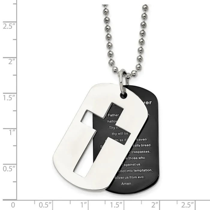 Chisel Necklaces Stainless Steel Polished Black IPplated Lords Prayer Necklace Chisel Necklaces Stainless Steel Polished Black IPplated Lords Prayer Necklace