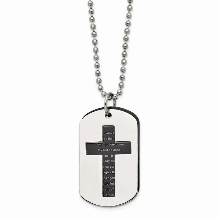 Chisel Necklaces Stainless Steel Polished Black IPplated Lords Prayer Necklace Chisel Necklaces Stainless Steel Polished Black IPplated Lords Prayer Necklace