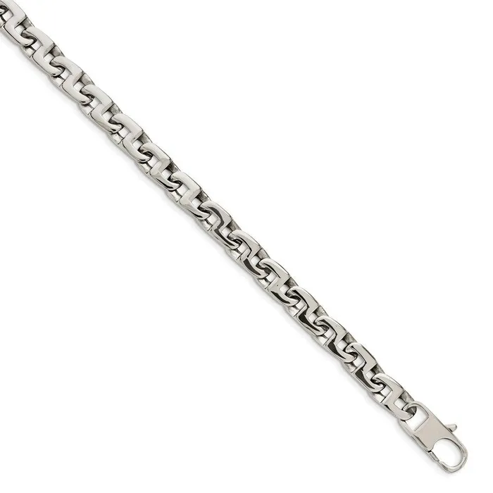 Chisel Necklaces Stainless Steel Polished Fancy Squares Link Necklace Chisel Necklaces Stainless Steel Polished Fancy Squares Link Necklace