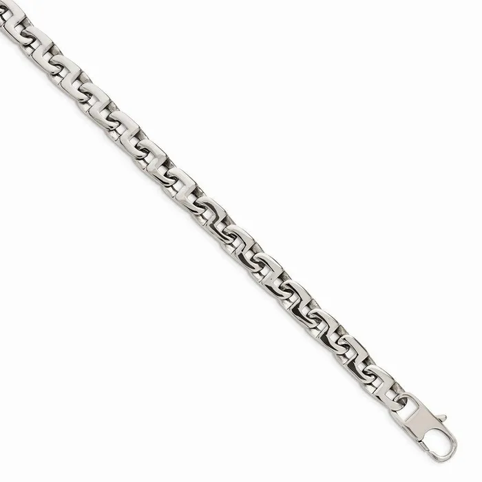 Chisel Necklaces Stainless Steel Polished Fancy Squares Link Necklace Chisel Necklaces Stainless Steel Polished Fancy Squares Link Necklace