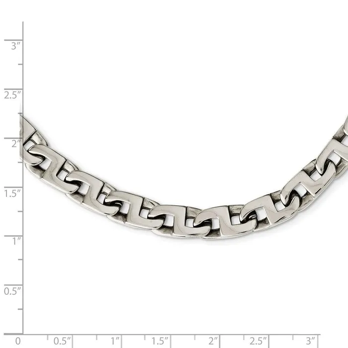 Chisel Necklaces Stainless Steel Polished Fancy Squares Link Necklace Chisel Necklaces Stainless Steel Polished Fancy Squares Link Necklace