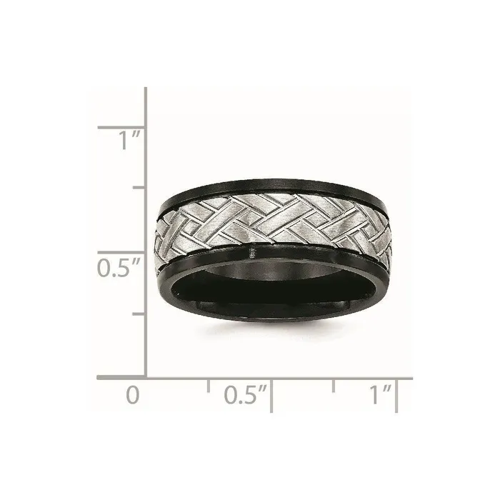 Chisel Rings Stainless Steel Brushed Black IP Grooved Ring Chisel Rings Stainless Steel Brushed Black IP Grooved Ring