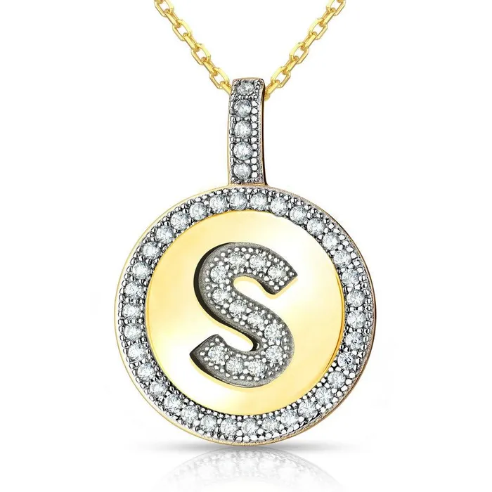 Classic Necklaces Sterling Silver Gold Plated Circle S Pendant with Chain