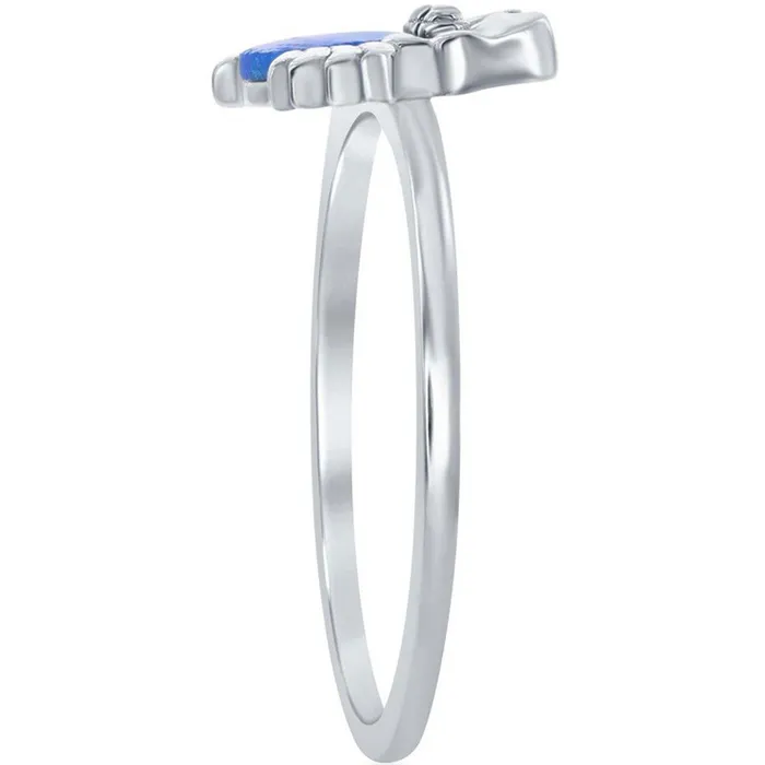 Classic Rings Womens Ring Sterling Silver Blue Opal Crab Design Size 6 W19076