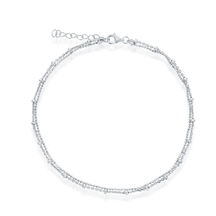 Classic Womens Anklet Sterling Silver Double Strand Beaded R9264 Classic Rings Classic Womens Anklet Sterling Silver Double Strand Beaded R9264 Classic Rings