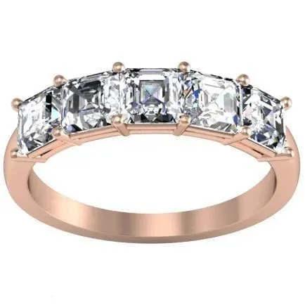 deBebians Rings 150cttw Shared Prong Asscher Diamond Five Stone Ring