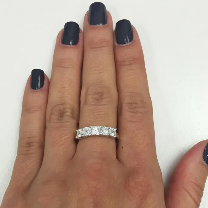deBebians Rings 150cttw Shared Prong Asscher Diamond Five Stone Ring