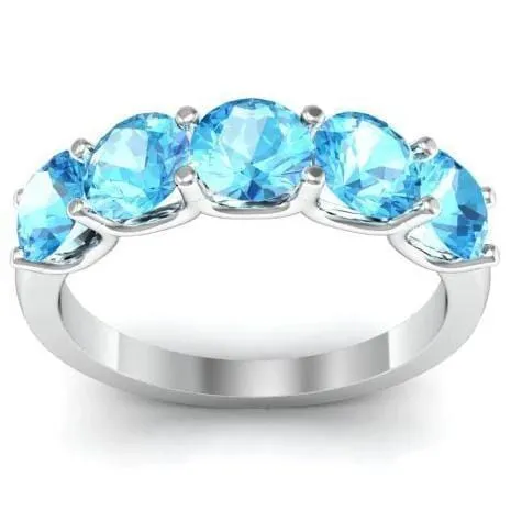 deBebians Rings 200cttw U Prong Aquamarine Five Stone Ring