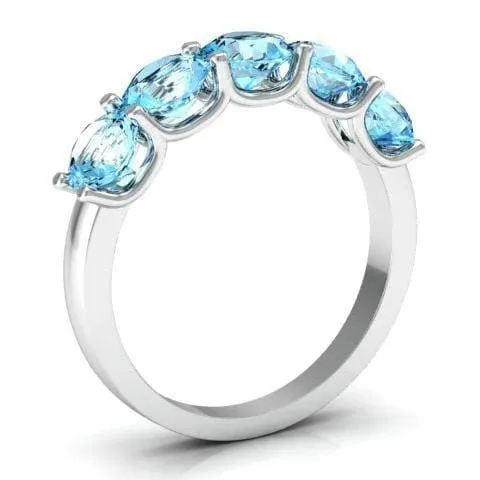 deBebians Rings 200cttw U Prong Aquamarine Five Stone Ring