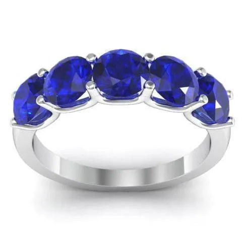 deBebians Rings 200cttw U Prong Blue Sapphire Five Stone Band