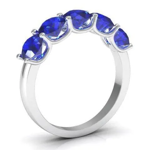 deBebians Rings 200cttw U Prong Blue Sapphire Five Stone Band