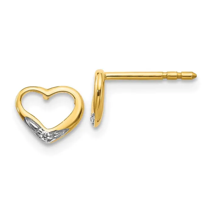 Earrings 14k Rhodium Diamond Heart Post Earrings Jewelry