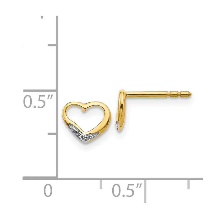Earrings 14k Rhodium Diamond Heart Post Earrings Jewelry Earrings 14k Rhodium Diamond Heart Post Earrings Jewelry